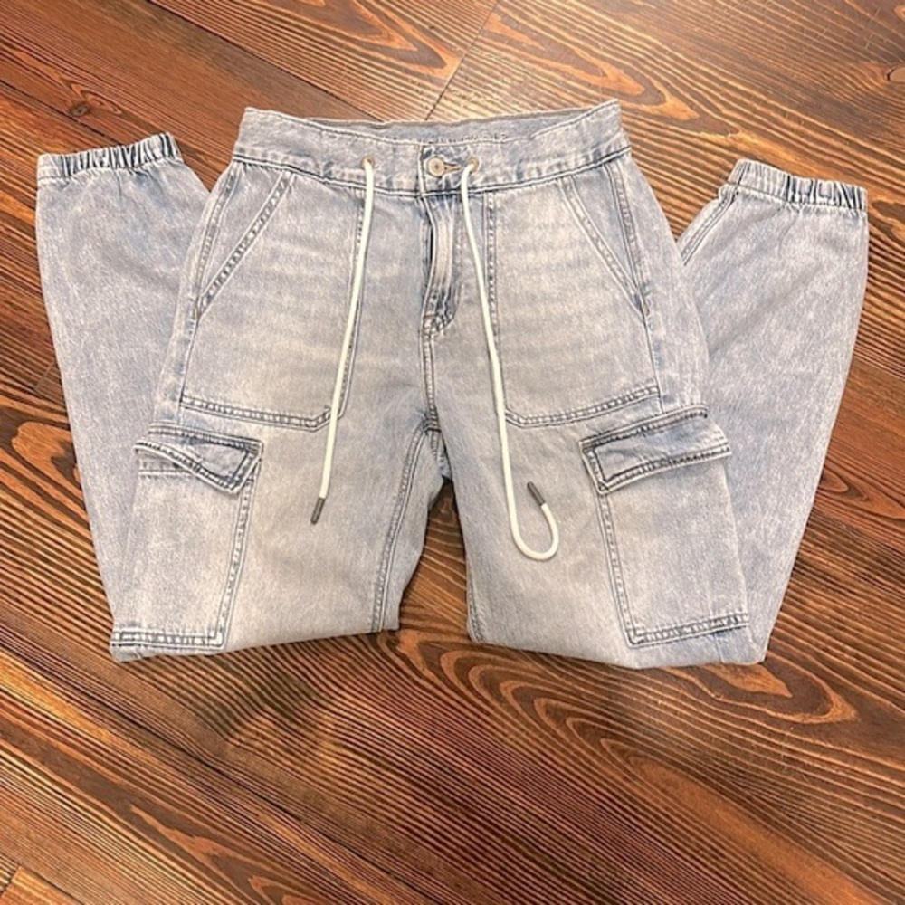 Anerican Eagle Women’s Denim Drawstring Cargo Pants Size 0